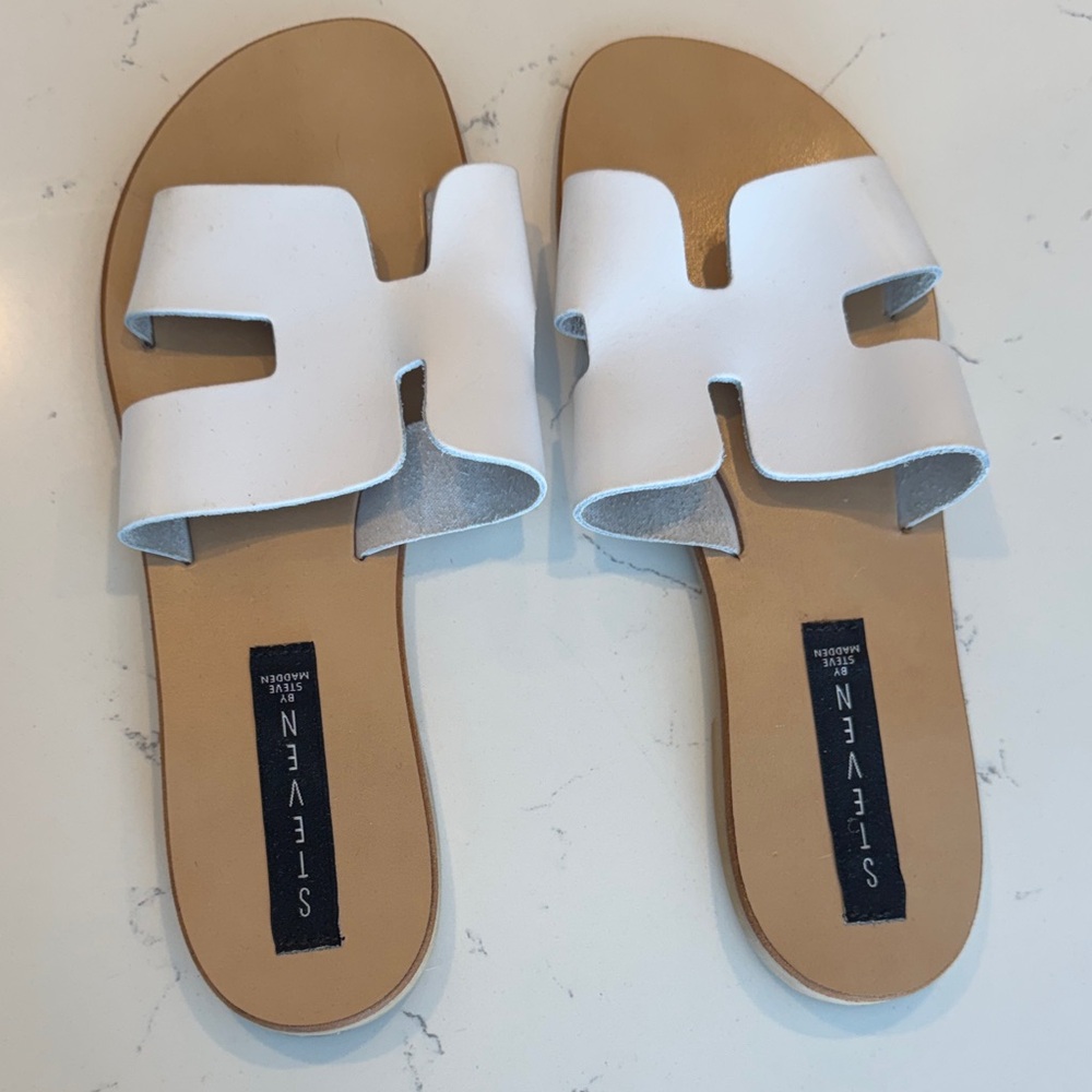 Steven by Steve Madden Haydn White Slide Sandals